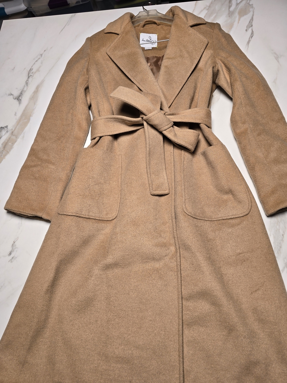 Sam Edelman Women's Longline Camel Wrap Coat
